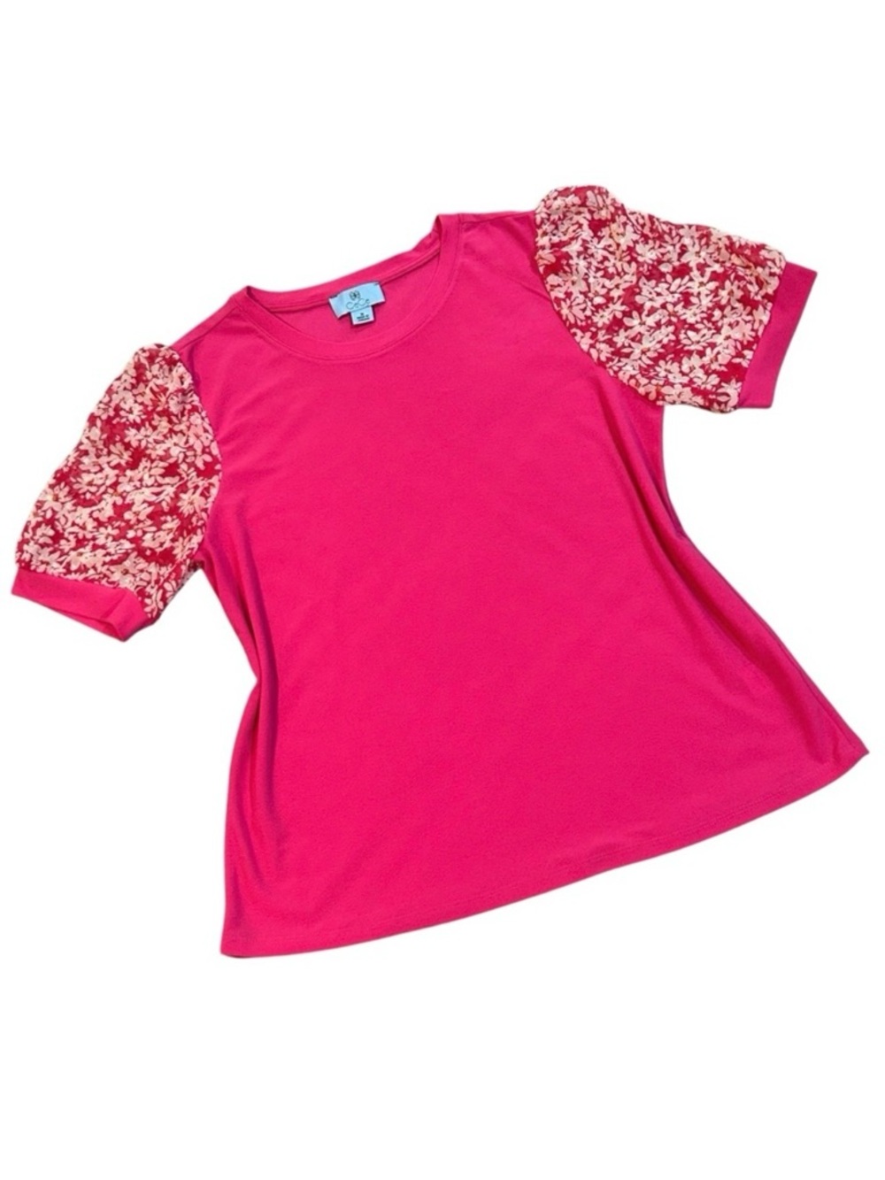 CECE Blouse Puff sleeves Pull over Scoop neck Floral Daisies Medium Like new